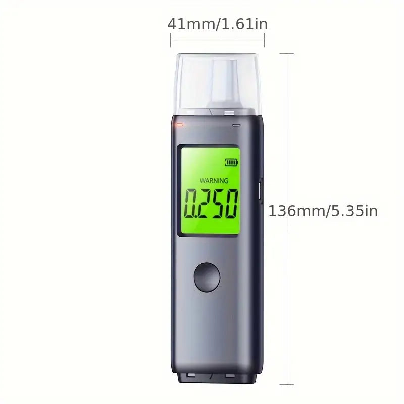 High precision portable breathalyzer with two modes of blowing test. Rechargeable