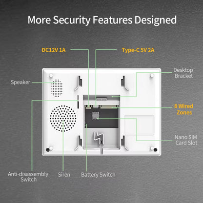 7-Inch HD Touchscreen Wireless Burglar Alarm System - Multi-Language