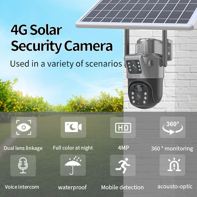 4G SIM Card 4 MP BeVerySmart Solar-Powered Dual-Lens Surveillance Camera