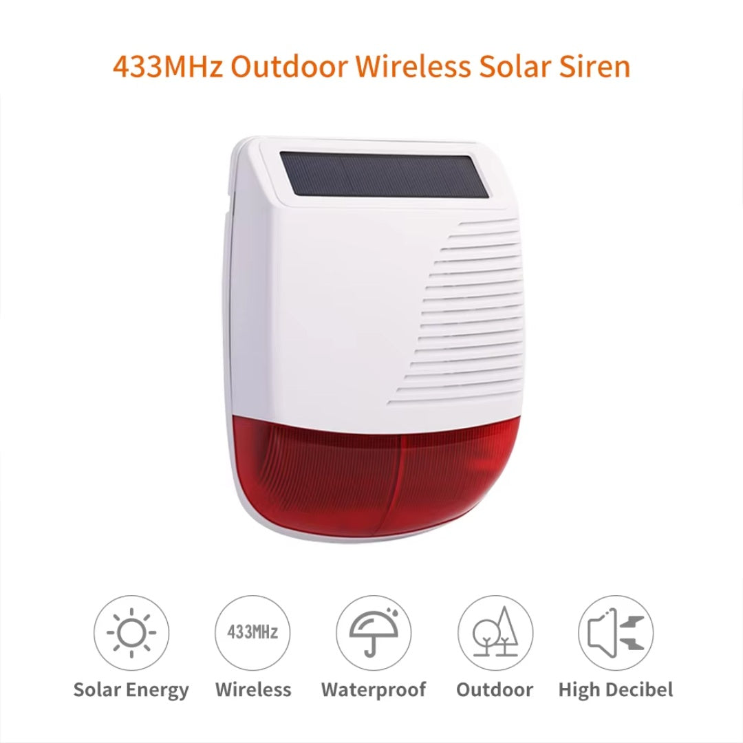 Outdoor Solar Wireless Alarm Siren – 110dB Anti-Theft System