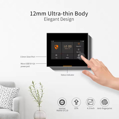 Tuya WiFi Smart Alarm Panel - 4.3" Touchscreen, GSM Dual Network System